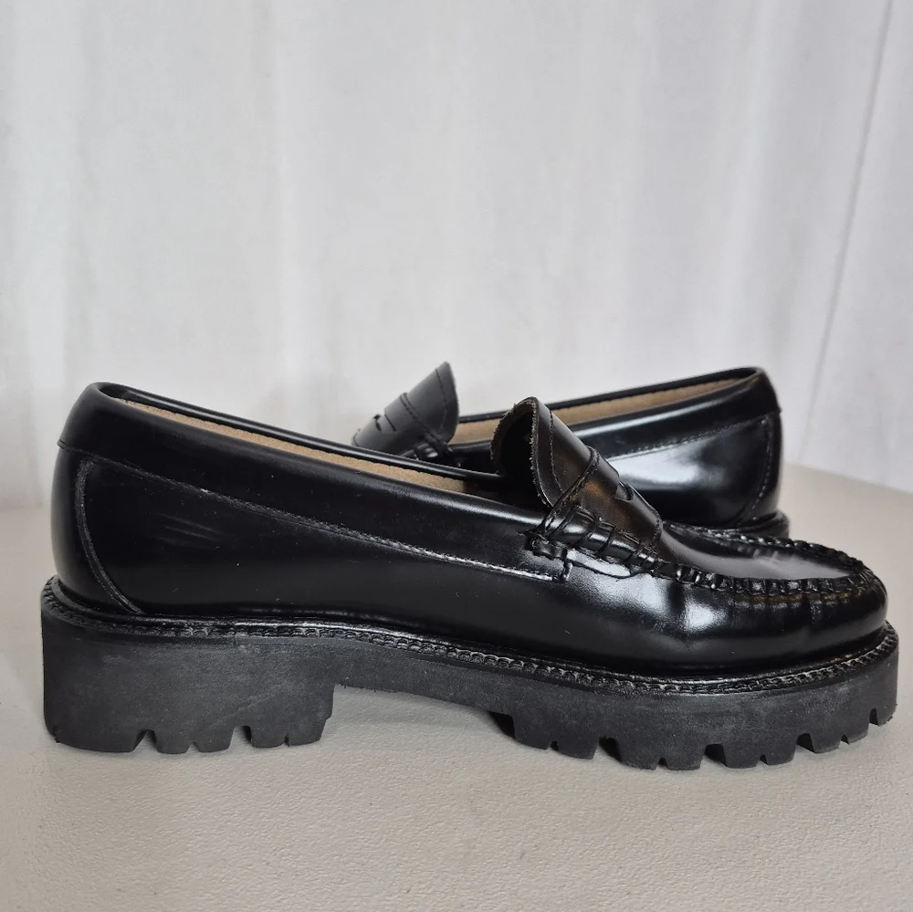 G.H Bass Women's Whitney Super Lug Weejuns Penny Loafer Black Leather - Size 6.5 - Picture 5 of 16